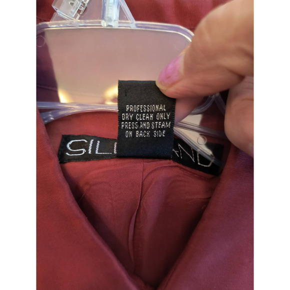 Silk Land Silk Blouse Women's 16 Red Button Down Embroidered Beaded Long Sleeve - Picture 8 of 13